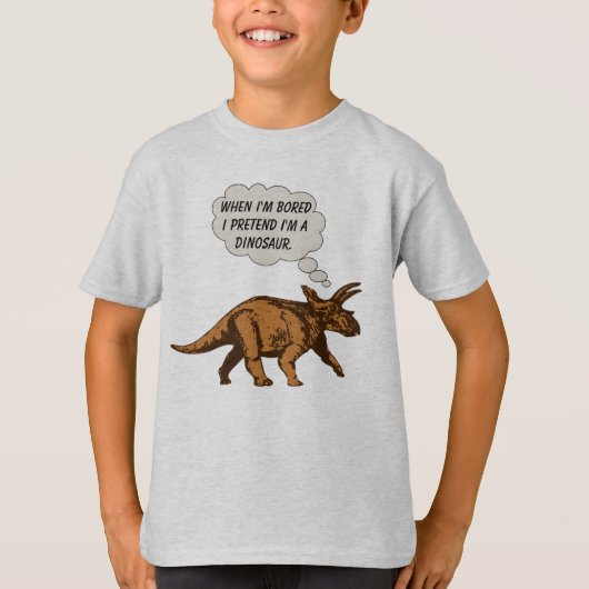 おもしろいなトリケラトプスの恐竜 Tシャツ (正面)