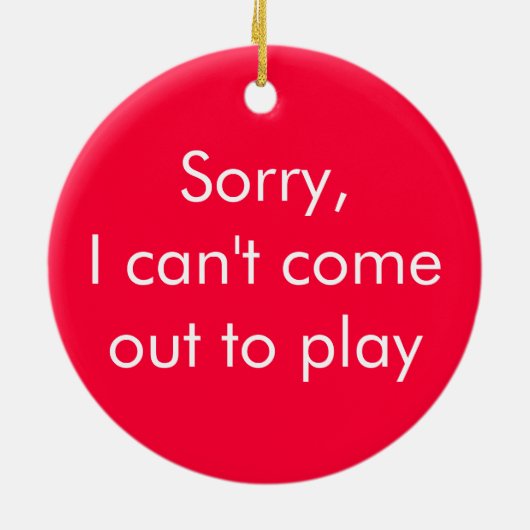 /おもしろいなドアの印入って来遊ぶために出て来ることができません セラミックオーナメント (裏面)