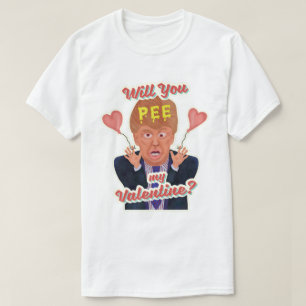 おもしろいなドナルド・トランプのバレンタインデーの小便テープ冗談 Tシャツ