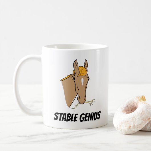 おもしろいなドナルド・トランプの安定した天才馬 コーヒーマグカップ (ドーナツ)