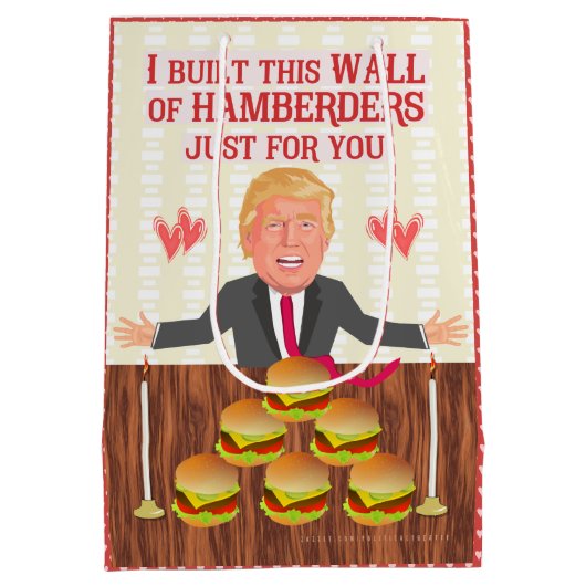 おもしろいなドナルド・トランプHamberdersの壁のバレンタインデー ミディアムペーパーバッグ (裏面)