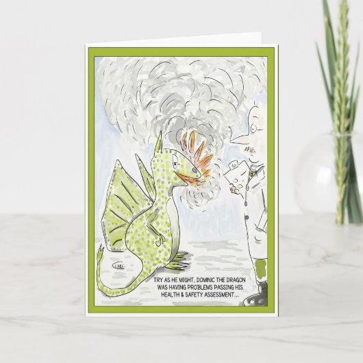 おもしろいなドラゴンの"健康及び安全"挨拶状 カード (正面)