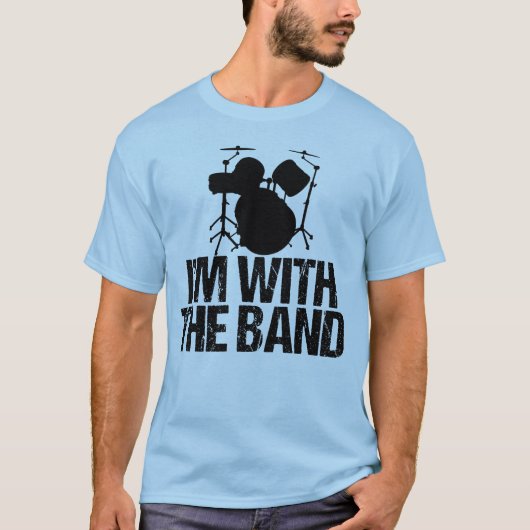 おもしろいなドラマー私はバンドとあります Tシャツ (正面)