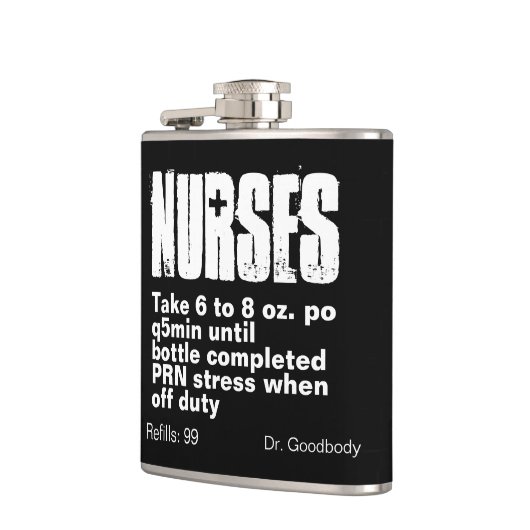 おもしろいなナースの規定の黒のビニールの包まれたなフラスコ フラスク (左)