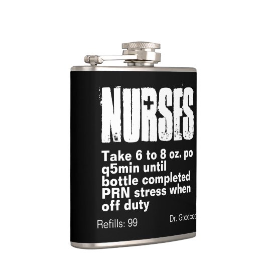 おもしろいなナースの規定の黒のビニールの包まれたなフラスコ フラスク (右)