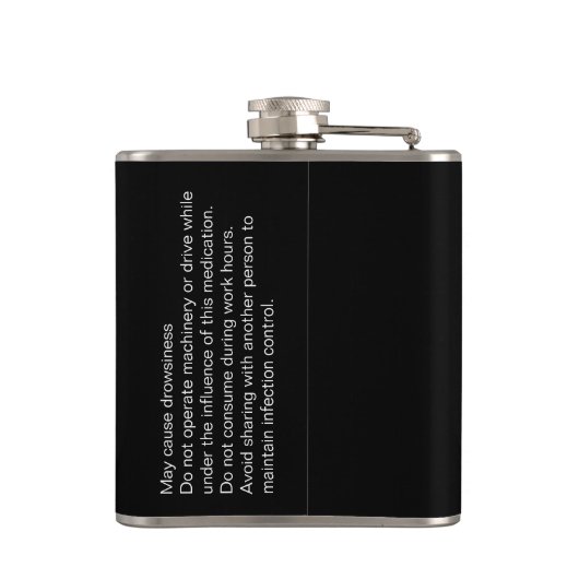 おもしろいなナースの規定の黒のビニールの包まれたなフラスコ フラスク (裏面)