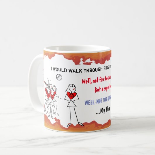 おもしろいなネットボールのチーム引用文のコーヒー・マグ コーヒーマグカップ (正面左)