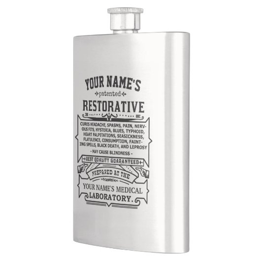 おもしろいなノベルティのパーソナライズな万能薬のヴィンテージ フラスク (左)
