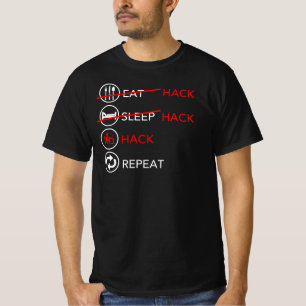 おもしろいなハッカーは睡眠の刻み目の繰り返しを食べます Tシャツ