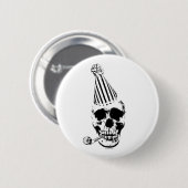 おもしろいなハッピーバースデーのパーティーの帽子のスカル 缶バッジ (正面&裏面)