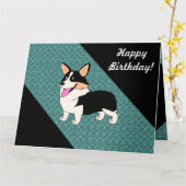 おもしろいなハッピーバースデーの三色のコーギー カード (黄色い花)