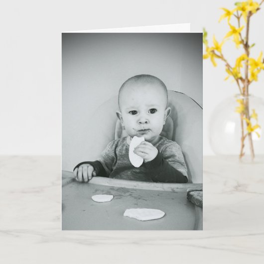 おもしろいなハッピーバースデーの挨拶状のケーキのベビー カード (黄色い花)