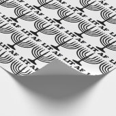 おもしろいなハヌカー（ユダヤ教）メノラーによってつけられるafのクリスマス ラッピングペーパー (角)