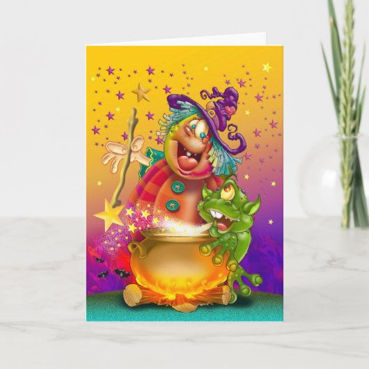 おもしろいなハロウィンのカードおよび招待 サンキューカード (正面)