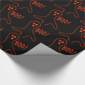 おもしろいなハロウィンの恐い幽霊の休日の黒のオレンジ ラッピングペーパー (角)