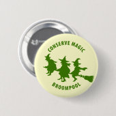 おもしろいなハロウィンの魔法使いの緑 缶バッジ (正面&裏面)