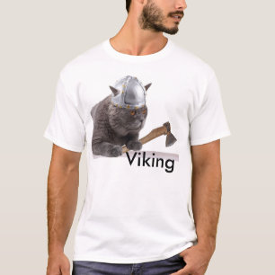 おもしろいなバイキング猫 Tシャツ