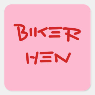 おもしろいなバイクもしくは自転車に乗る人のひよこのステッカー スクエアシール