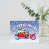 おもしろいなバイクもしくは自転車に乗る人のサンタクロースの休日の挨拶 シーズンポストカード (スタンド正面)