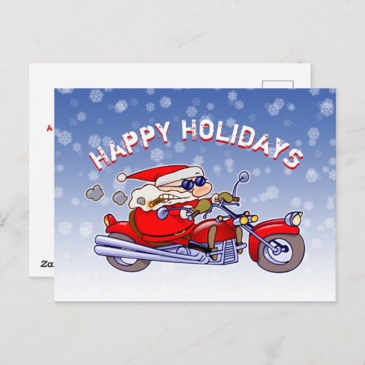 おもしろいなバイクもしくは自転車に乗る人のサンタクロースの休日の挨拶 シーズンポストカード (正面/裏面)