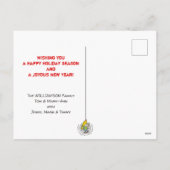 おもしろいなバイクもしくは自転車に乗る人のサンタクロースの休日の挨拶 シーズンポストカード (裏面)