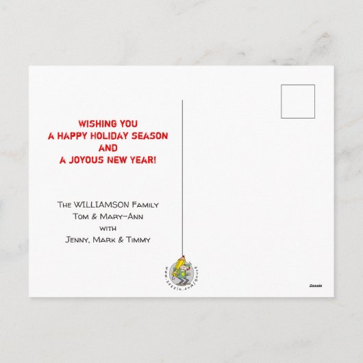 おもしろいなバイクもしくは自転車に乗る人のサンタクロースの休日の挨拶 シーズンポストカード (裏面)