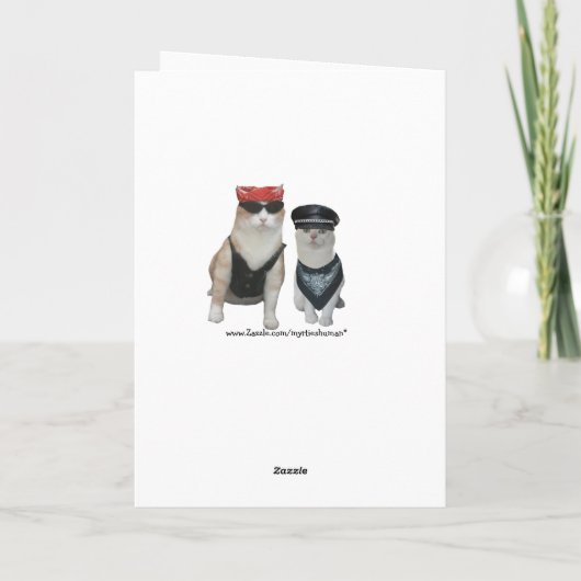 おもしろいなバイクもしくは自転車に乗る人猫の誕生日 カード (裏面)