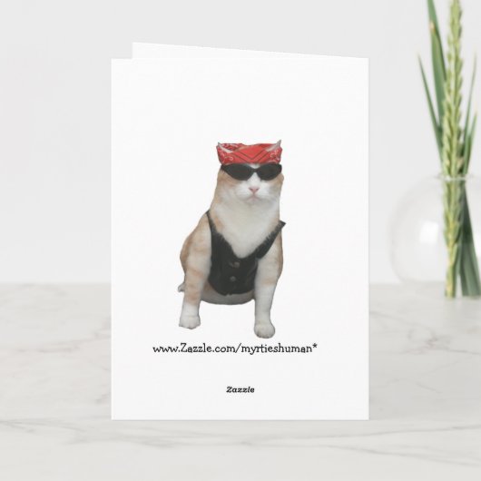 おもしろいなバイクもしくは自転車に乗る人猫の誕生日 カード (裏面)