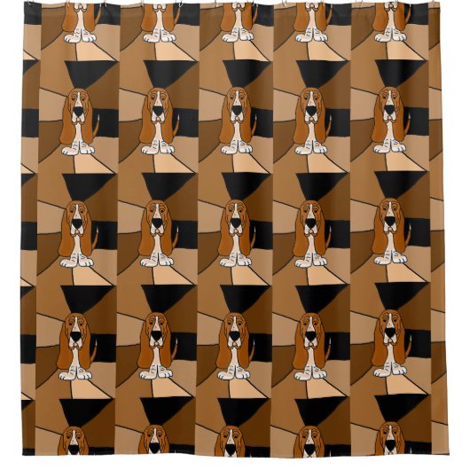 おもしろいなバセットハウンド犬の芸術のシャワー・カーテン シャワーカーテン (正面)