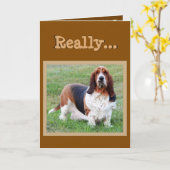 おもしろいなバセットハウンド"犬年"のバースデー・カード カード (黄色い花)