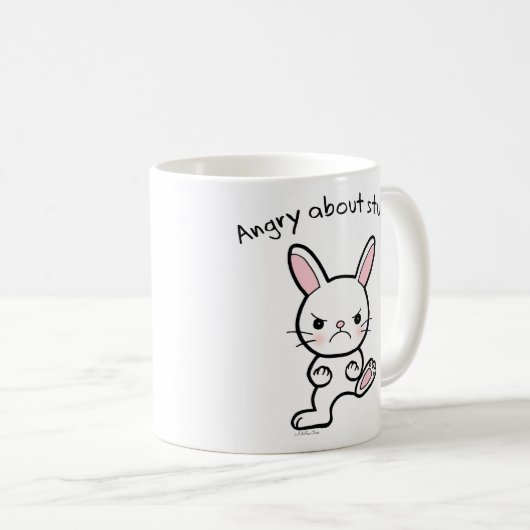おもしろいなバニーのマグの怒っているかわいいバニーウサギのマグ コーヒーマグカップ (正面右)