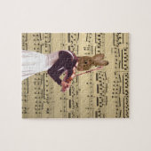 おもしろいなバニーウサギのバイオリン奏者 ジグソーパズル (横)