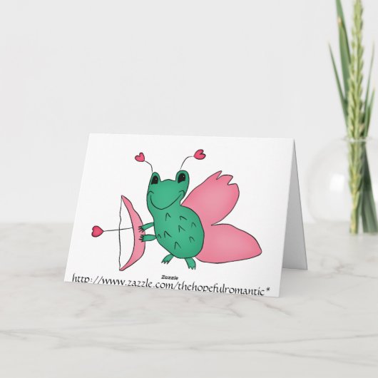 おもしろいなバレンタインのキューピッドのカエル シーズンカード (裏面)