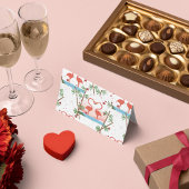 おもしろいなバレンタインのピンクのフラミンゴのダンス シーズンカード