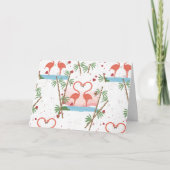 おもしろいなバレンタインのピンクのフラミンゴのダンス シーズンカード (正面)