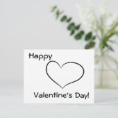 おもしろいなバレンタインデーの黒く及び白いハートの郵便はがき シーズンポストカード (スタンド正面)