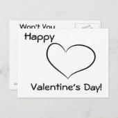 おもしろいなバレンタインデーの黒く及び白いハートの郵便はがき シーズンポストカード (正面/裏面)