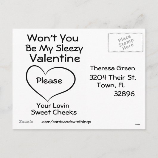 おもしろいなバレンタインデーの黒く及び白いハートの郵便はがき シーズンポストカード (裏面)