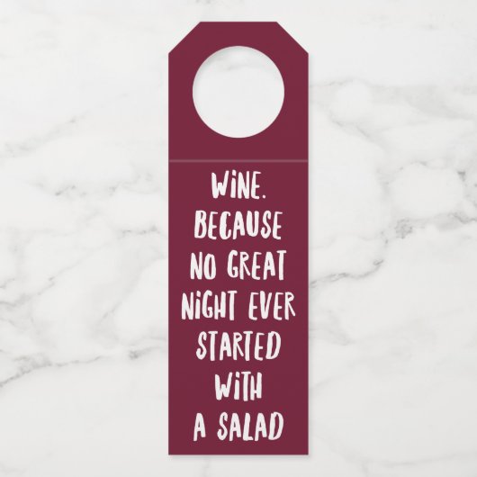 おもしろいなバーの引用文のワイン ボトルネックタグ (正面)