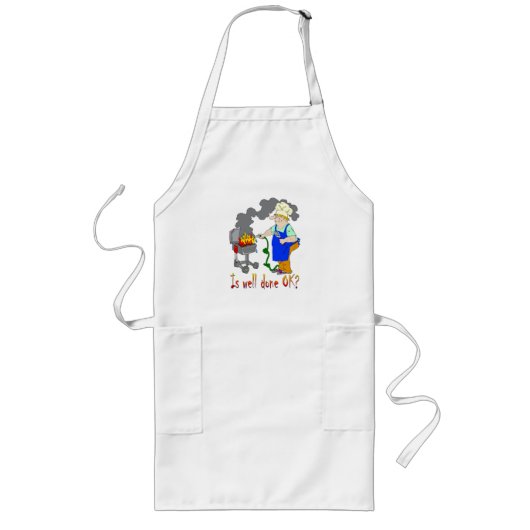 おもしろいなバーベキューのデザイン-よくされる良いですがありますか。 ロングエプロン (正面)