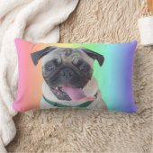 おもしろいなパグのアメリカ人のMoJoのLumbarの枕 ランバークッション (ブランケット)