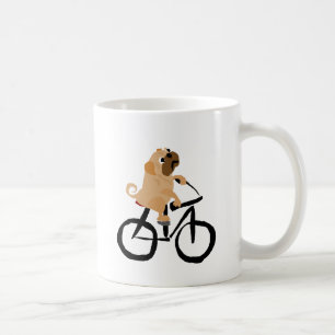 おもしろいなパグの小犬の乗馬の自転車 コーヒーマグカップ