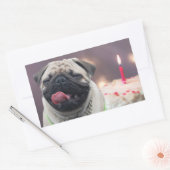 おもしろいなパグの誕生会 長方形シール (封筒)