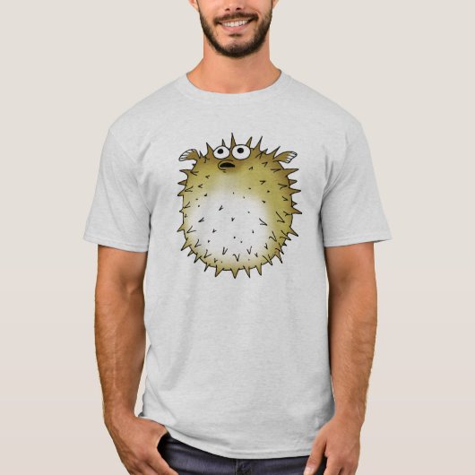 おもしろいなパッファーの魚 Tシャツ (正面)