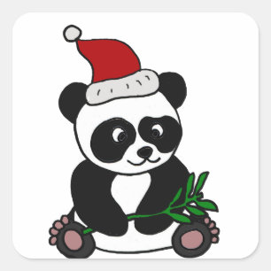 おもしろいなパンダくまのクリスマスの芸術 スクエアシール