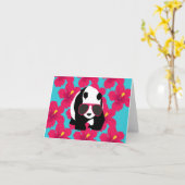 おもしろいなパンダくまのビーチののらくら者のカッコいいのサングラスの熱帯地方 カード (黄色い花)