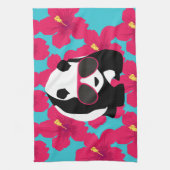 おもしろいなパンダくまのビーチののらくら者のカッコいいのサングラスの熱帯地方 キッチンタオル (縦)