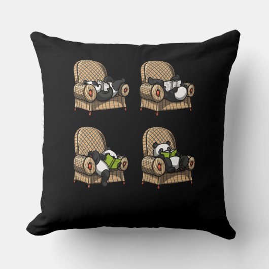 おもしろいなパンダくまの本の読書動物 クッション (正面)