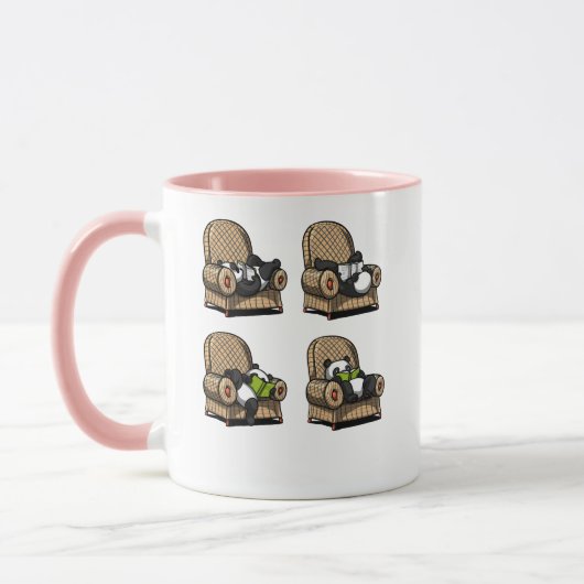 おもしろいなパンダくまの本の読書動物 マグカップ (左)