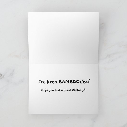 おもしろいなパンダの誕生日、ケーキ無しか。 だまされる! カード (内部)